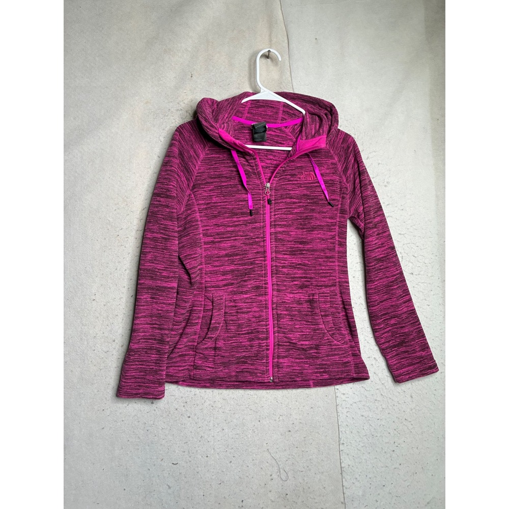 The North Face Womens Pink Space Dye Full Zip Fleece Hoodie Jacket Medium M